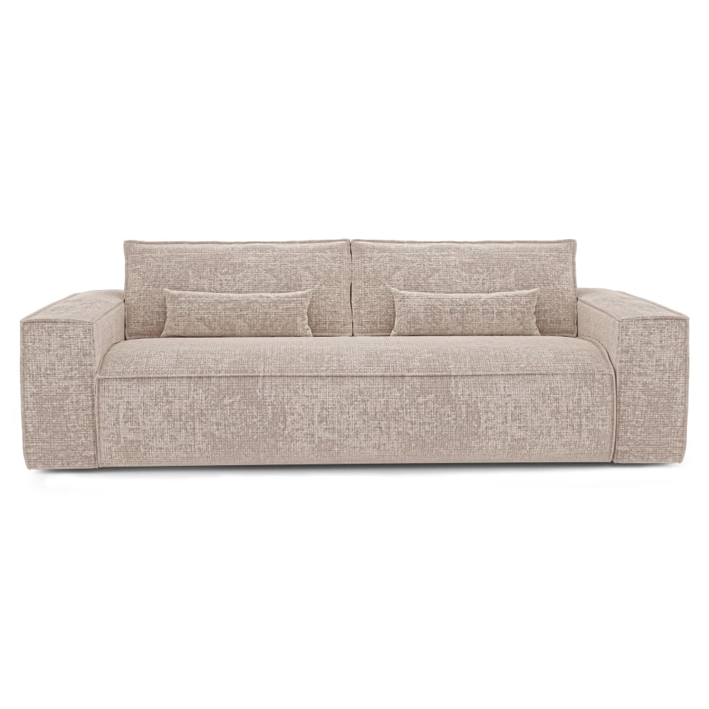 Canapé convertible express 4 places en velours gaufré beige