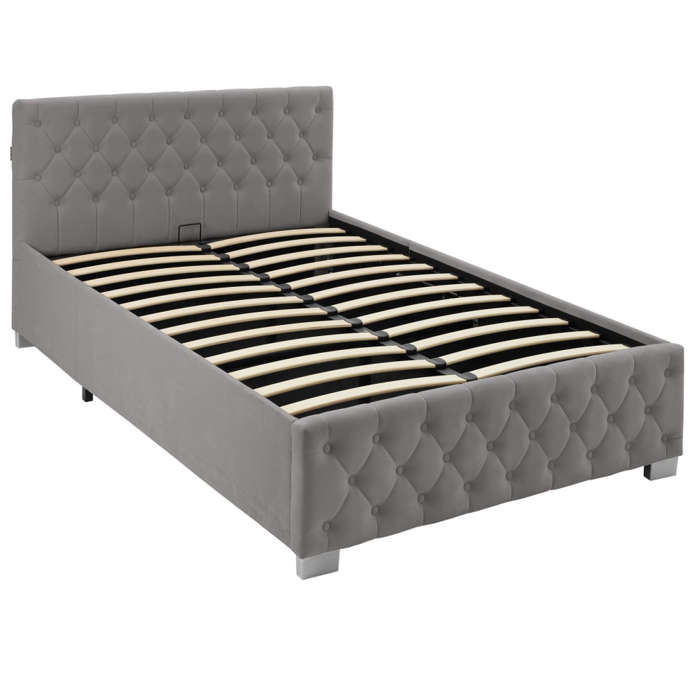 Tectake Cama tapizada con led y