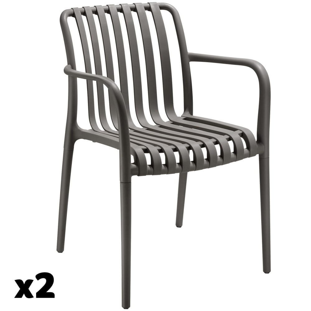 Lot 2 chaises de jardin empilables et résistantes aux intempéries gris