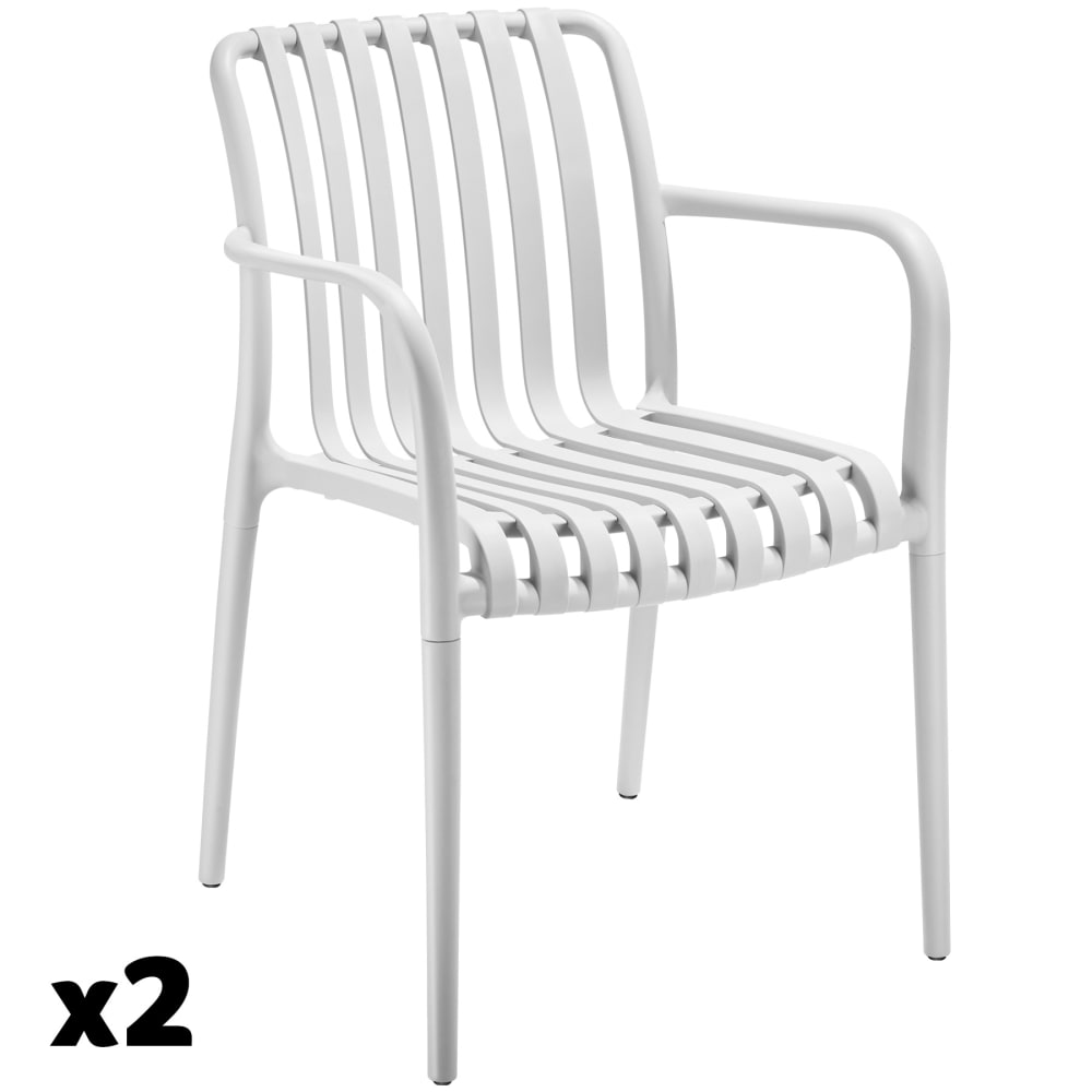 Lot 2 chaises de jardin empilables résistantes aux intempéries crème