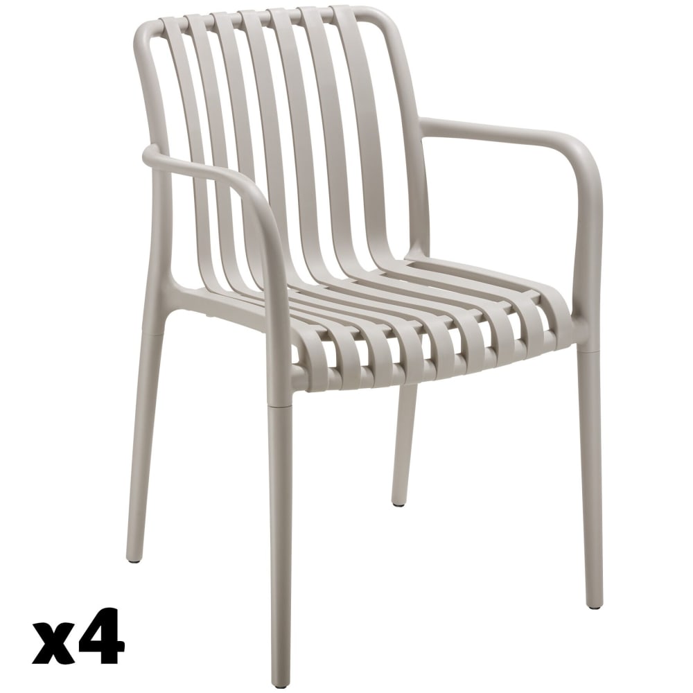 Lot 4 chaises de jardin empilables résistantes aux intempéries taupe