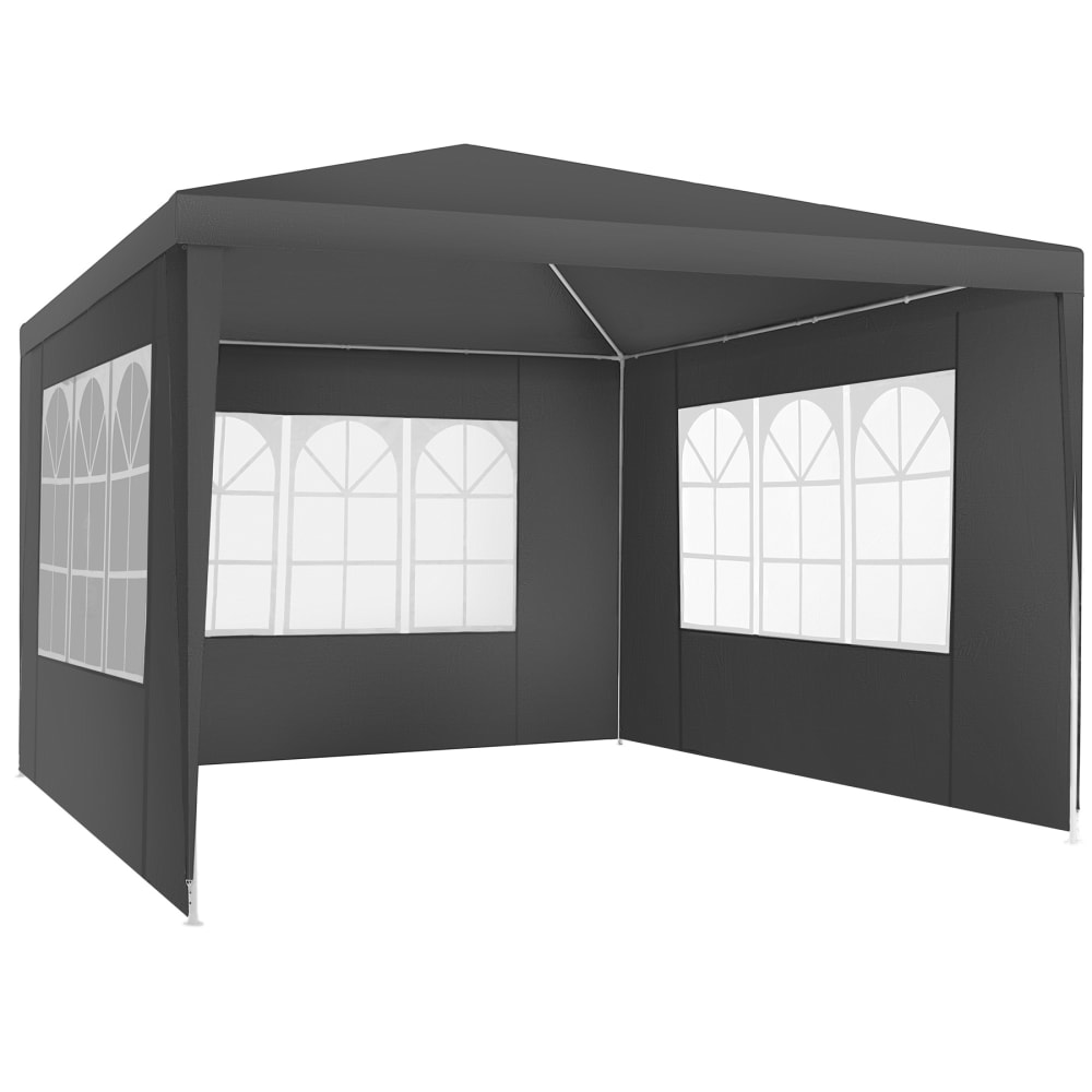 Pavillon imperméable 3x3m avec 3 parois latérales amovibles gris
