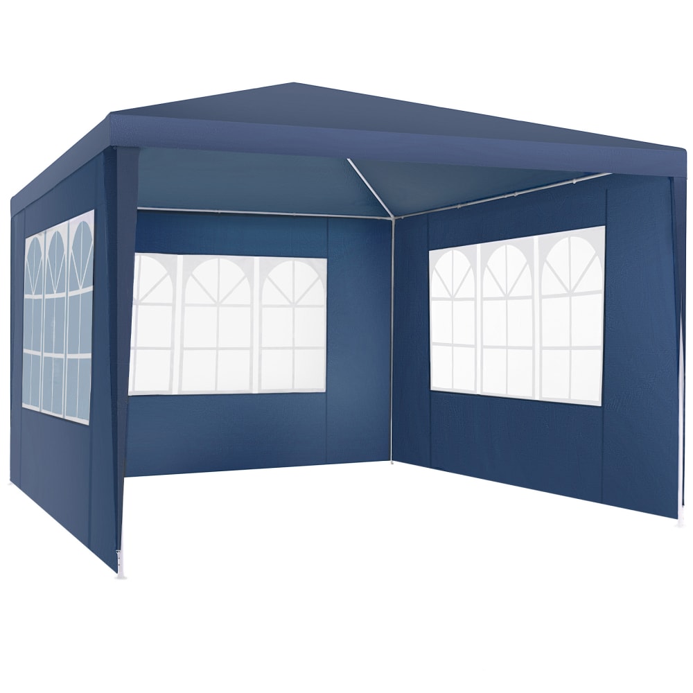 Pavillon imperméable 3x3m avec 3 parois latérales amovibles bleu