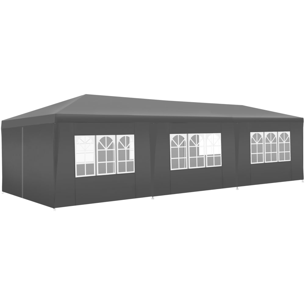 Pavillon 9x3m avec 8 parties latérales amovibles imperméable gris
