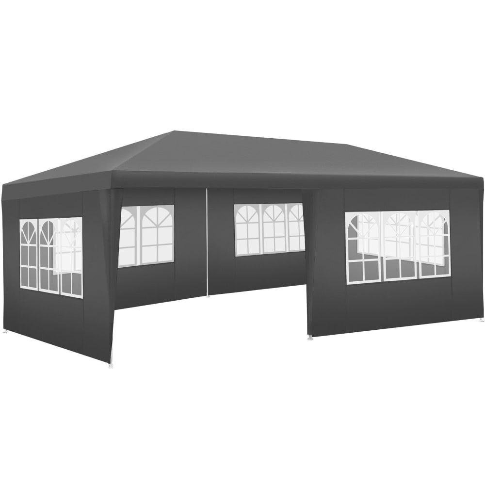Pavillon imperméable 6x3 m avec 5 parties latérales amovibles gris