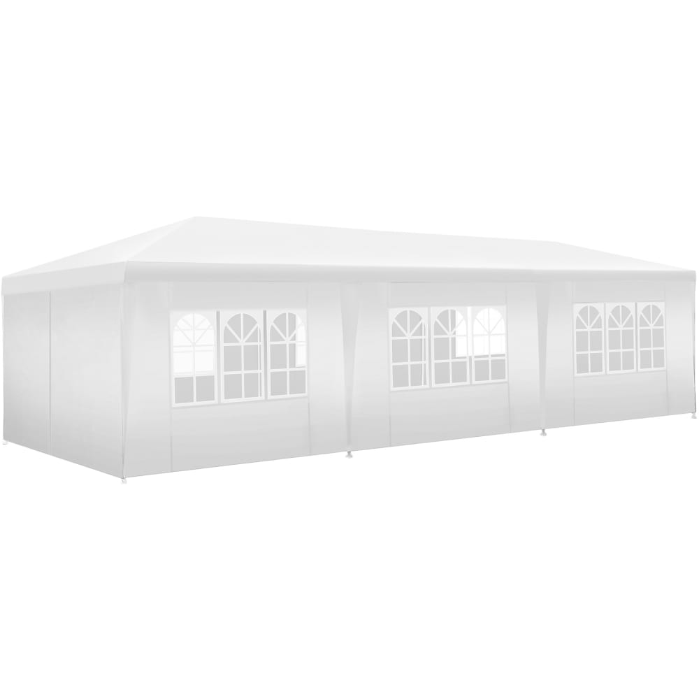Pavillon 9x3m avec 8 parties latérales amovibles imperméable blanc