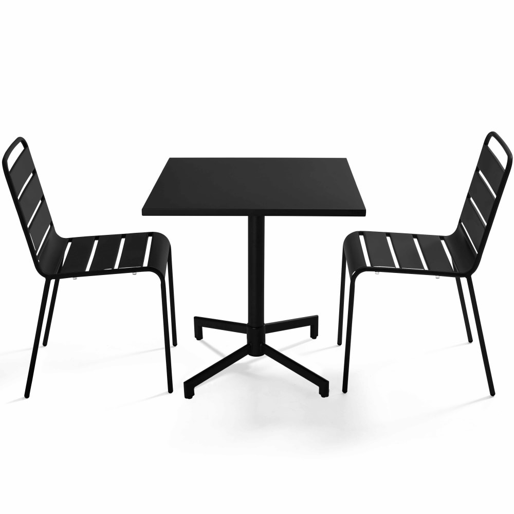 Ensemble table 70 cm - noir chaises