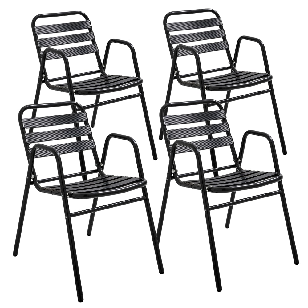 Oviala Set mit 4 Gartensesseln aus schwarzem Aluminium - Aluminium