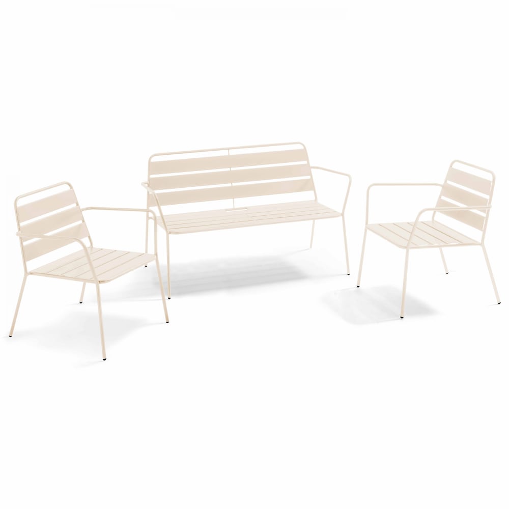 Salon de jardin 4 places en métal ivoire