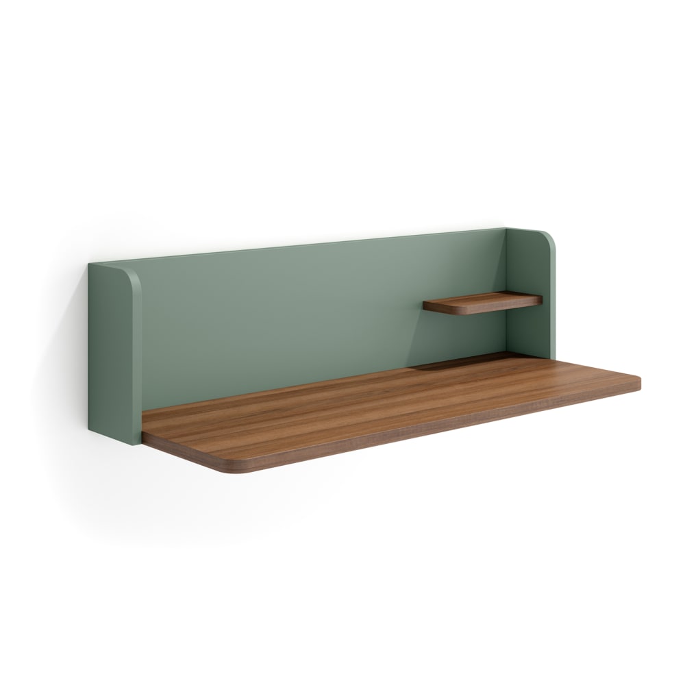 Herdasa Wand-Schreibtisch aus Melamin in Nussbaum und Grün 25x90x35 cm style modern Braun Spanplatte