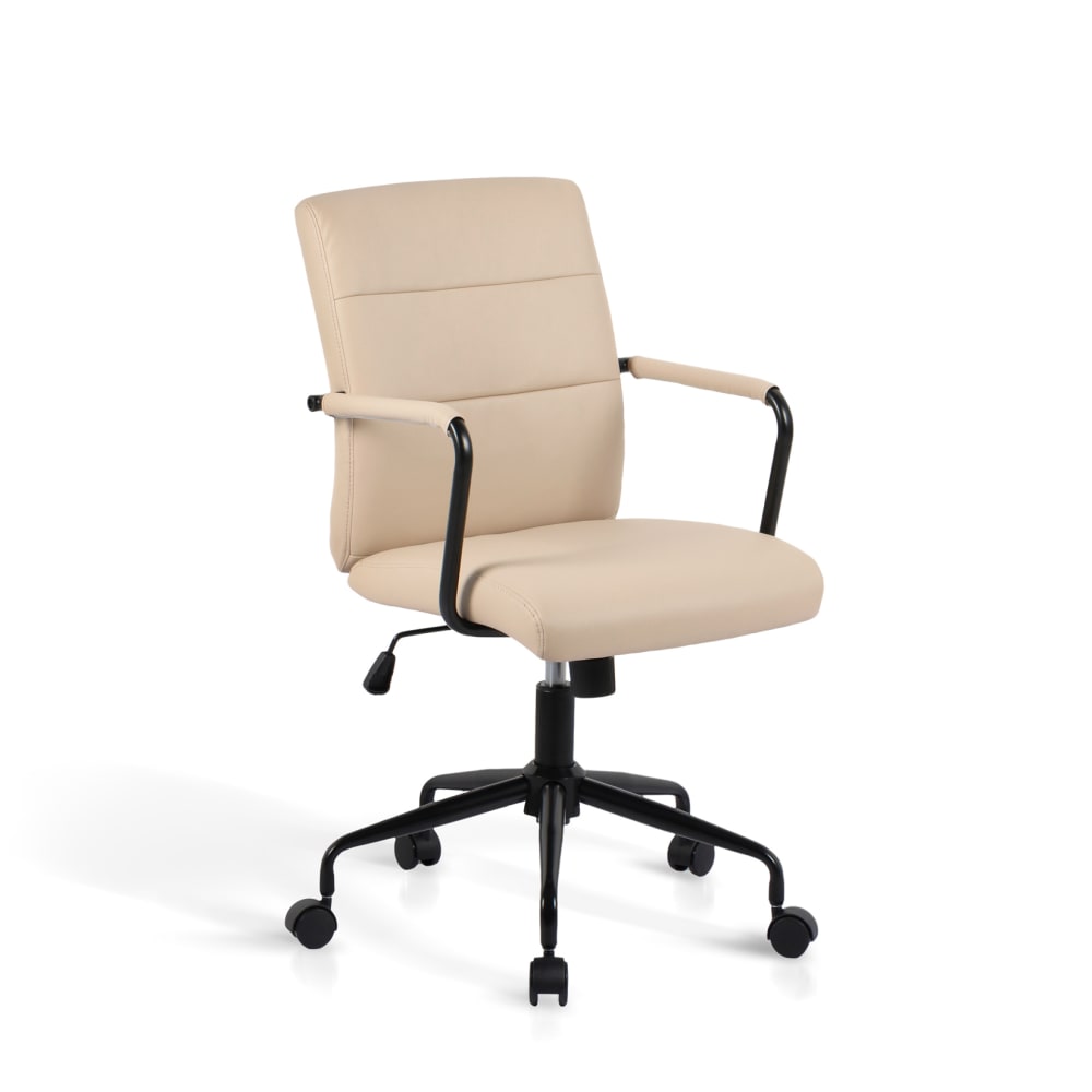 Chaise de bureau réglable en hauteur simili cuir beige 99x64x70 cm