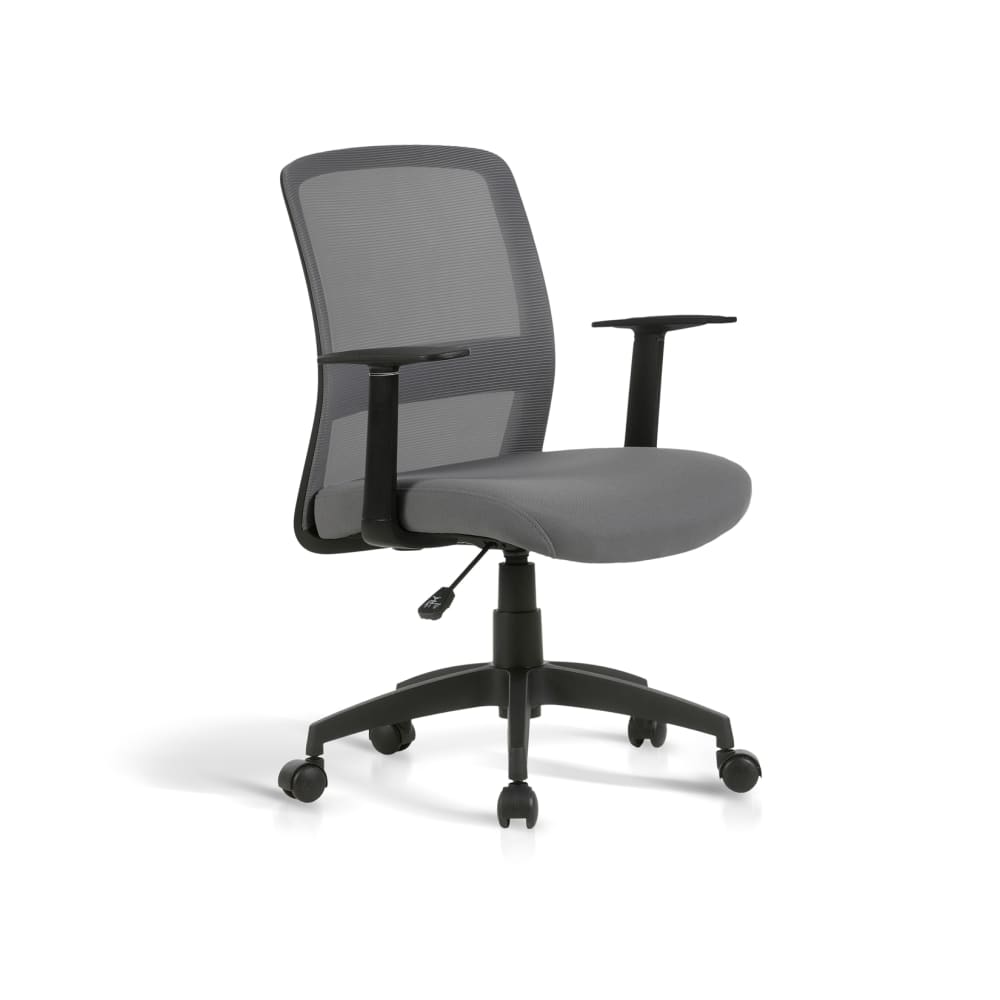 Hispanohogar Höhenverstellbarer Schreibtischstuhl Stoff Grau 94x61x59 cm style modern Grau Stoff