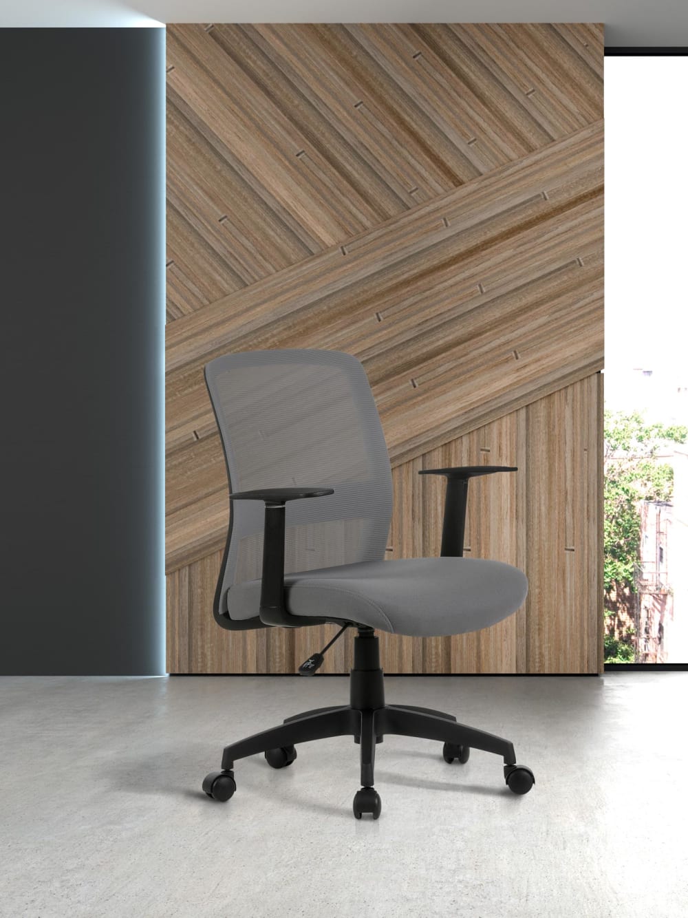 Höhenverstellbarer Schreibtischstuhl Stoff Grau 94x61x59 cm -
