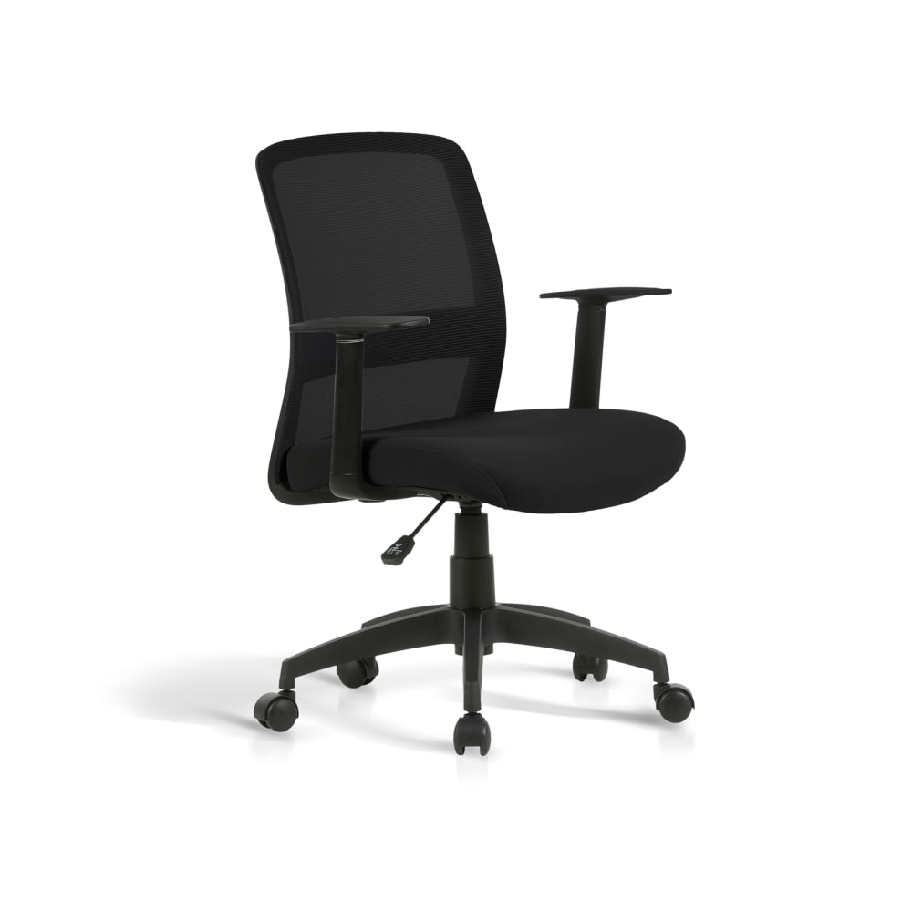 Hispanohogar Höhenverstellbarer Schreibtischstuhl Stoff Schwarz 94x61x59 cm style modern Schwarz Stoff