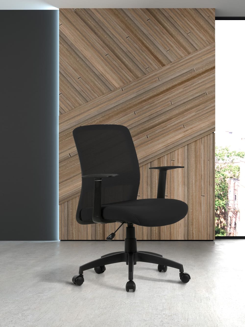 Höhenverstellbarer Schreibtischstuhl Stoff Schwarz 94x61x59 cm -