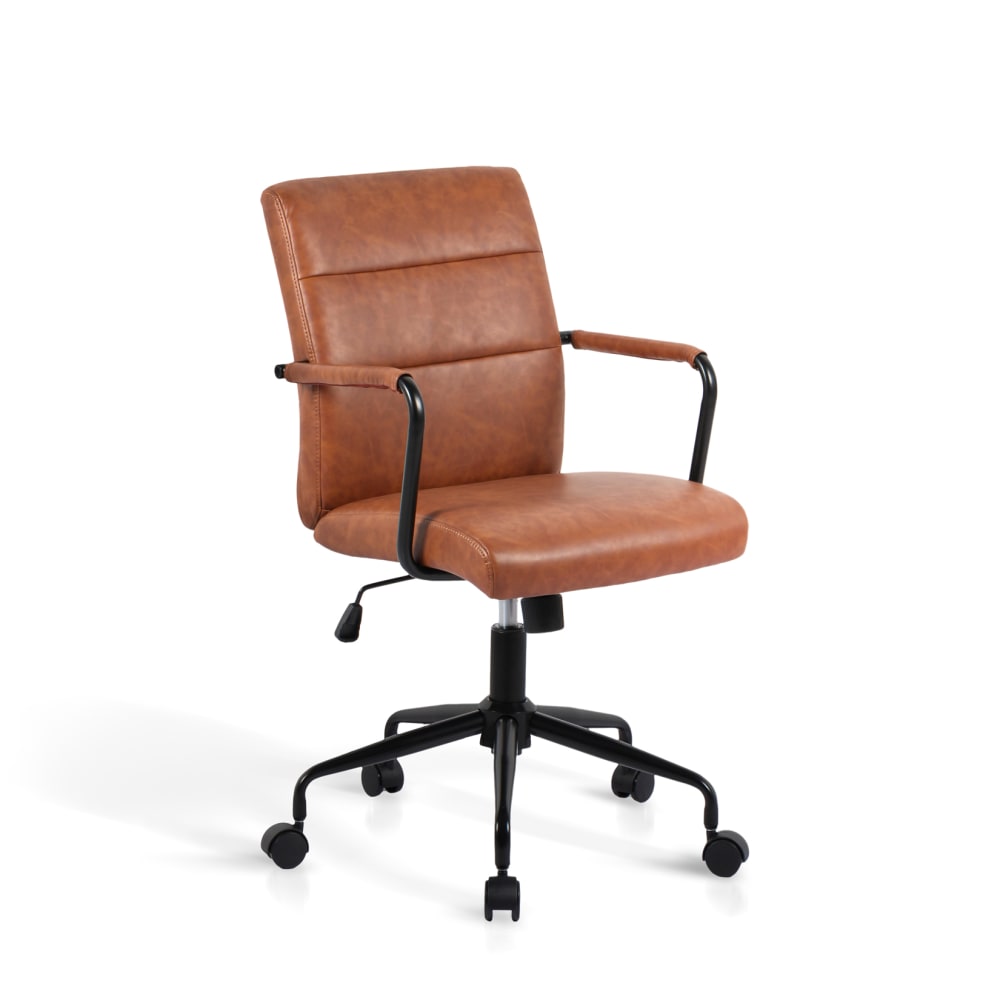 Chaise de bureau réglable en hauteur simili cuir marron 99x64x70 cm