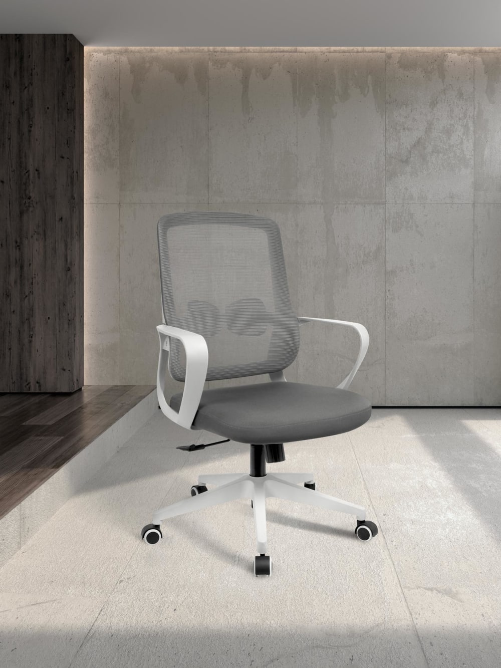 Höhenverstellbarer Schreibtischstuhl Stoff Grau 107x66x61 cm -