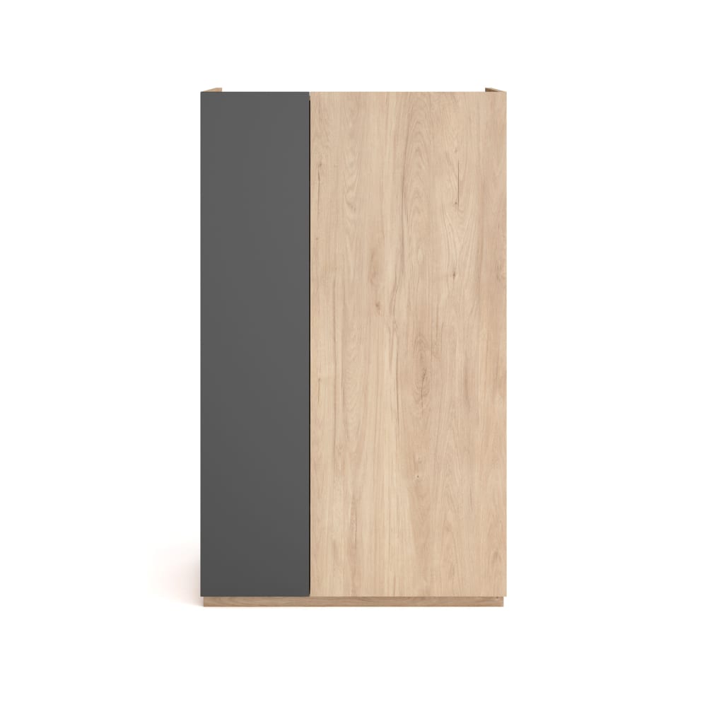 Meuble à chaussures mélaminé chêne clair porte graphite 122x70x35