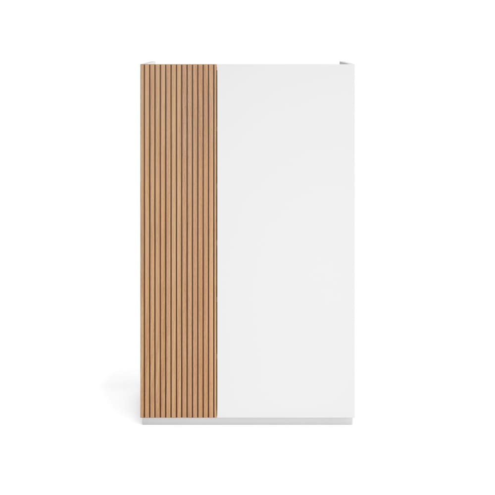 Herdasa Schuhschrank aus Melamin in Weiß mit Tür in Lattenoptik 122x70x35 cm style modern Weiß Spanplatte