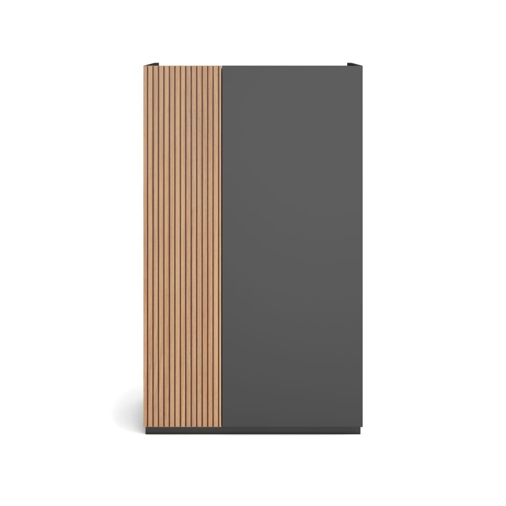 Herdasa Schuhschrank aus Melamin in Graphit mit Tür in Lattenoptik 122x70x35 style modern Grau Spanplatte