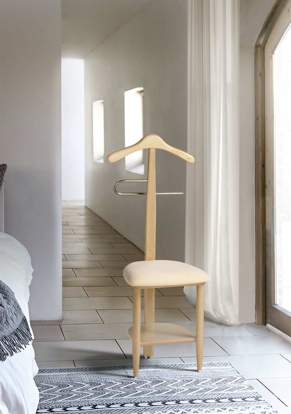 Chaise-valet de nuit en bois de hêtre naturel 105x45x41 cm - Maisons du Monde