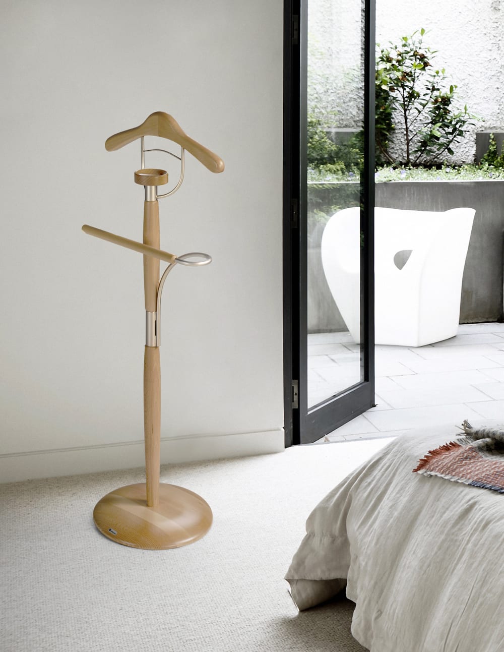 Valet de nuit en bois de hêtre frêne 110x45x32 cm