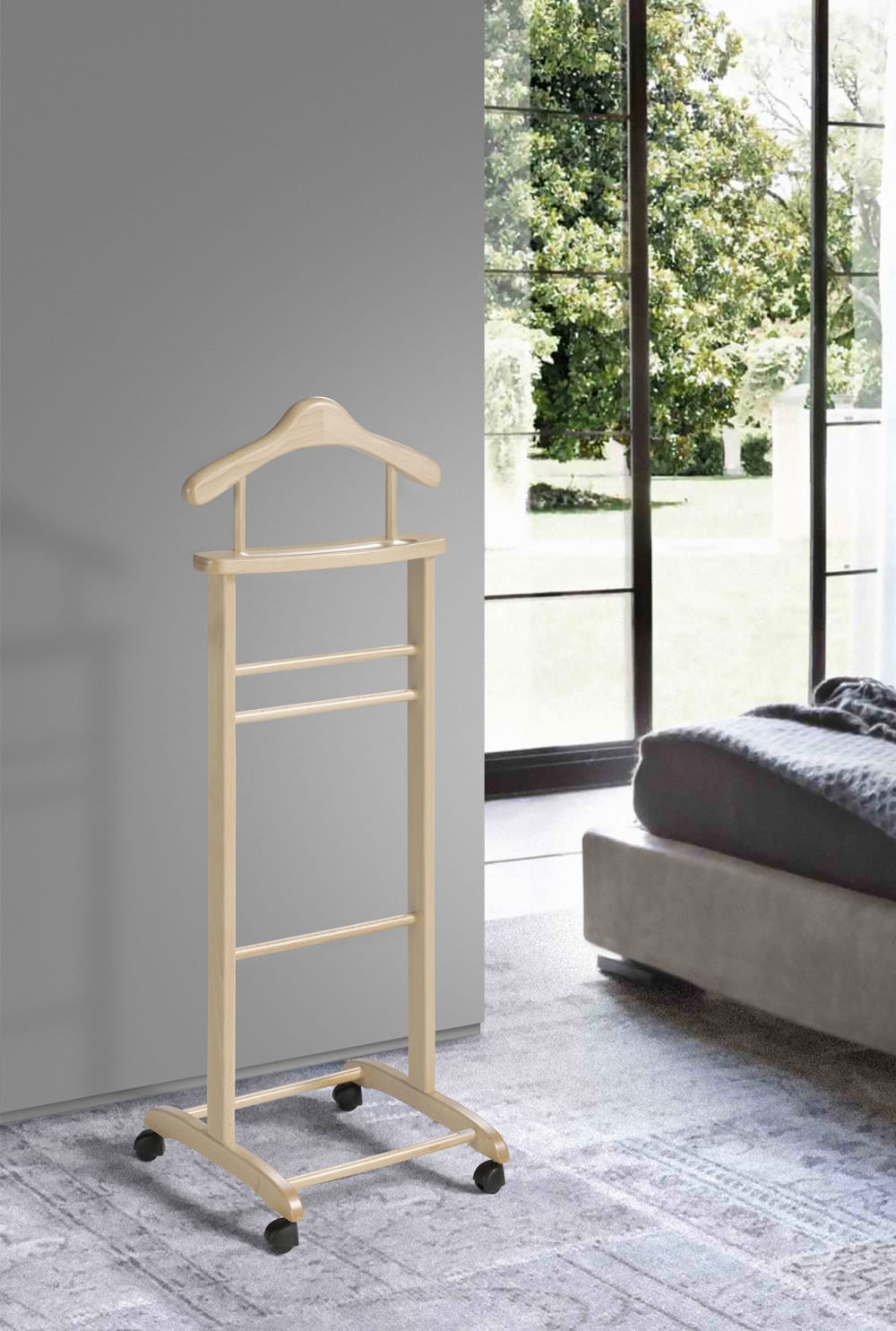 Valet de nuit en bois de hêtre chêne 110x45x34 cm