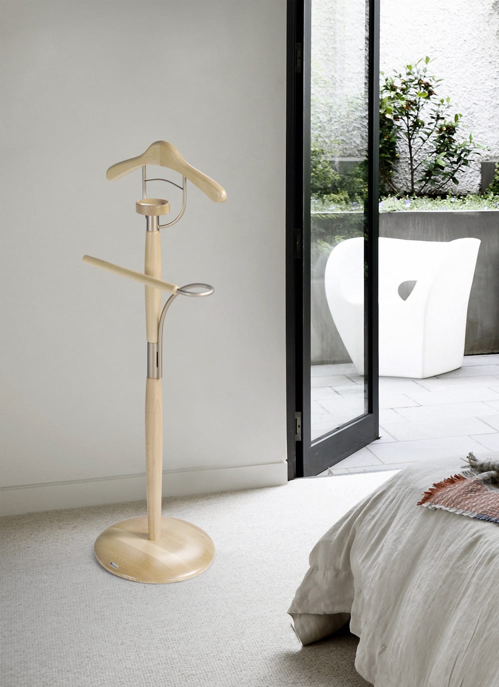 Valet de nuit en bois de hêtre chêne 110x45x32 cm