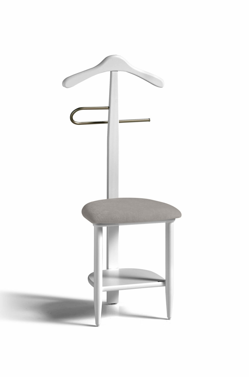 Herdasa Stuhl-Herrendiener aus lackiertem Buchenholz in Weiß 105x45x41 cm style modern Weiß