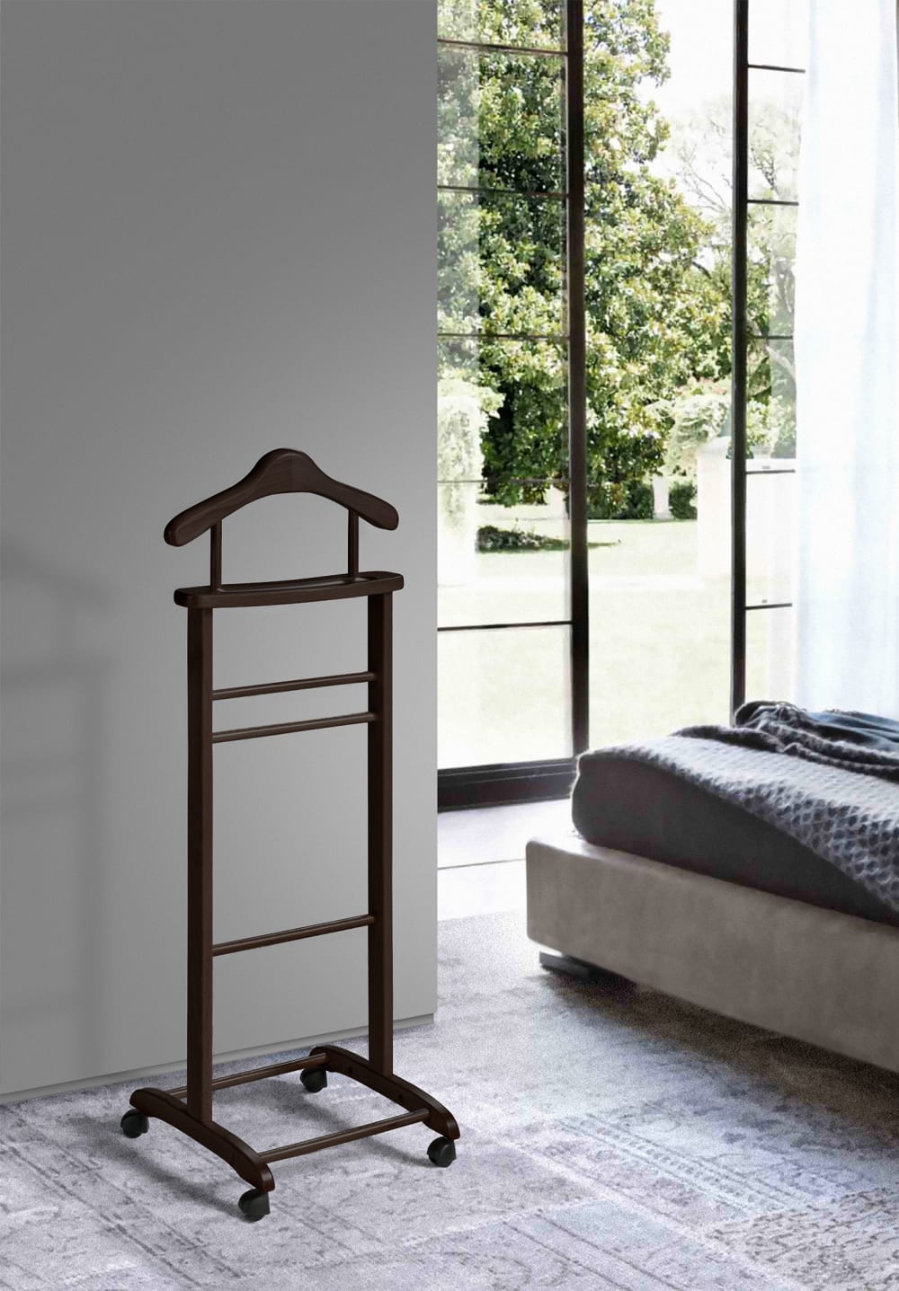 Valet de nuit en bois de hêtre wengé 110x45x34 cm