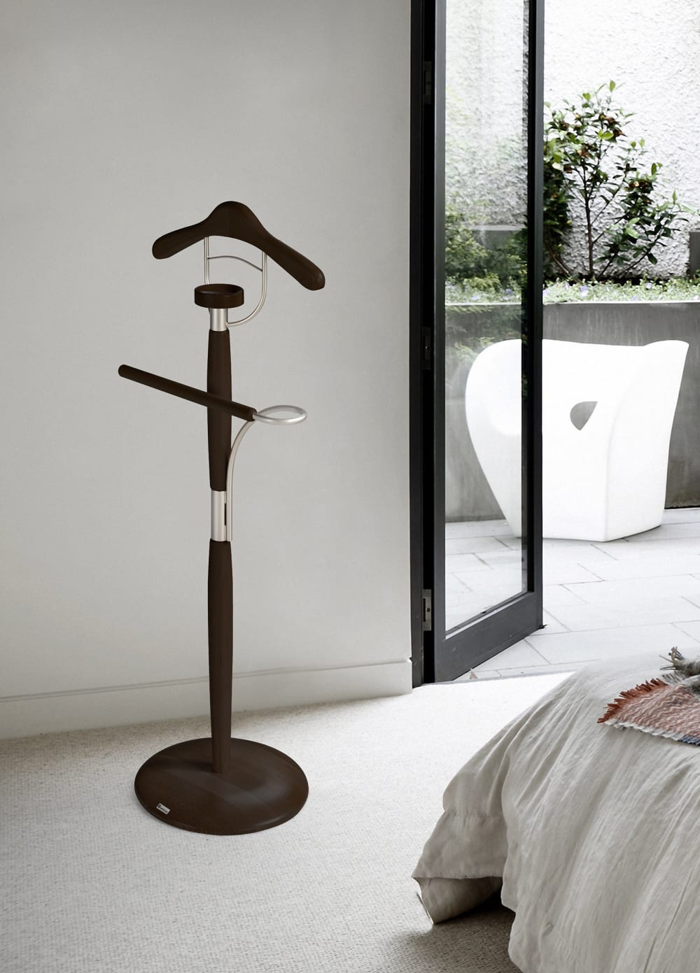 Valet de nuit en bois de hêtre wengé 110x45x32 cm