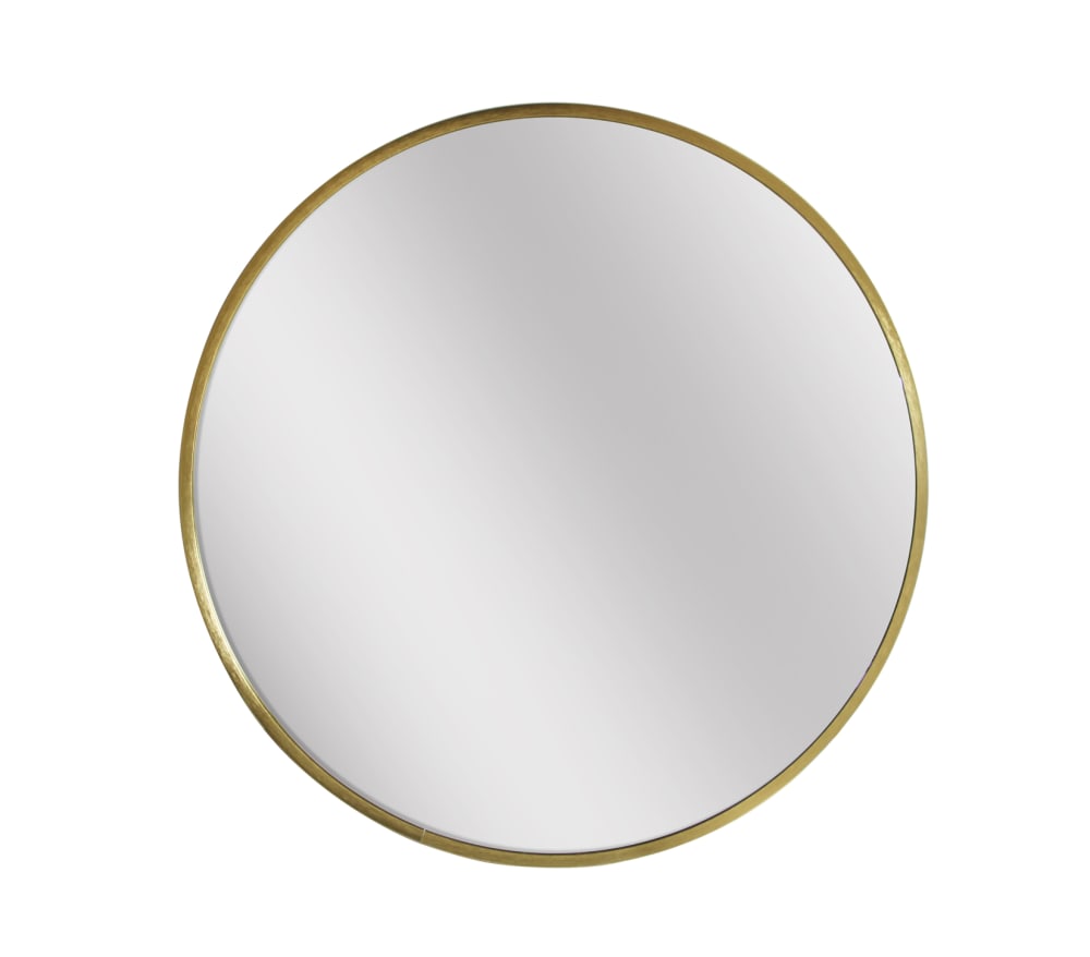 Hispanohogar Rundspiegel aus goldenem Aluminium 60x60x5 cm style industrial - Kristall