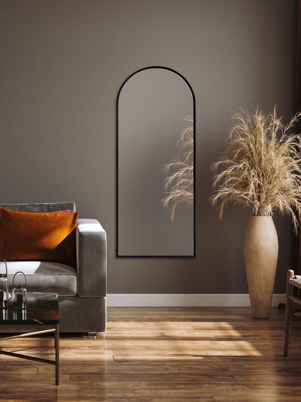 Miroir en arc en aluminium noir 100x40x5 cm — vue 3