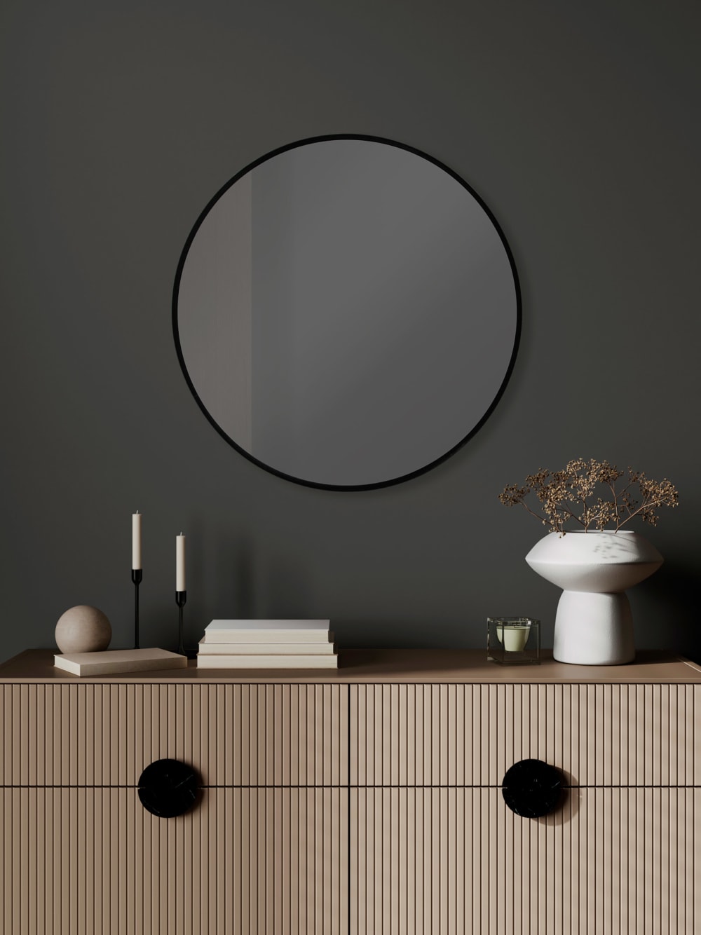 Miroir rond en aluminium noir 60x60x5 cm — vue 3