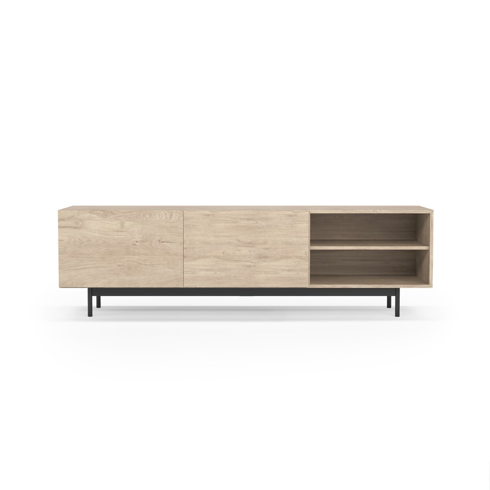 Herdasa TV-Möbel aus Melamin in Hell-Eiche, Füße in Graphit 52x180x44 cm style modern Braun Spanplatte
