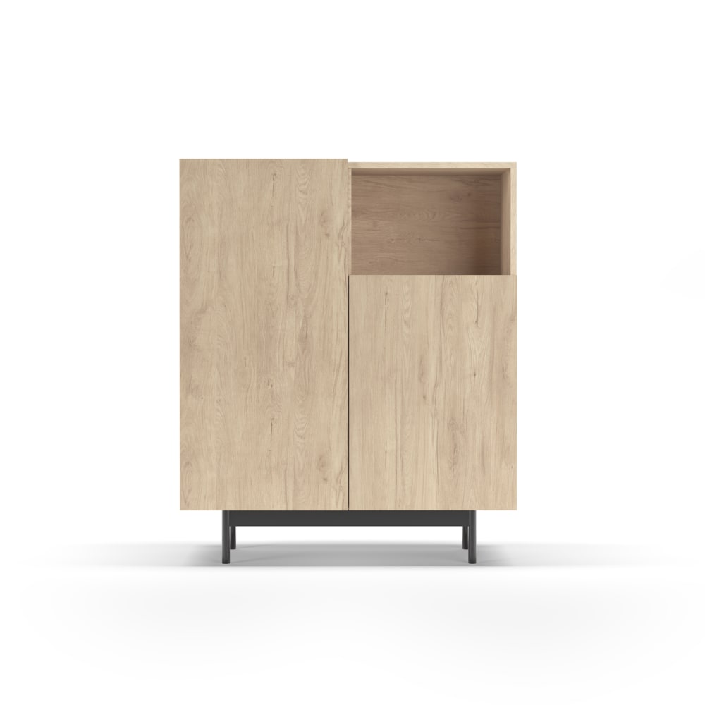 Herdasa Sideboard mit 1 Fach, Melamin in Eiche, Füße in Graphit 110x90x34 style modern Braun Spanplatte