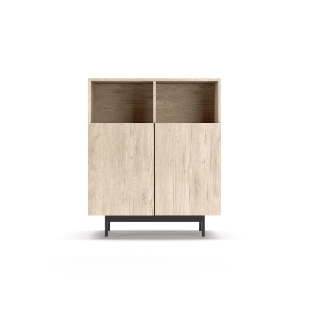 Herdasa Sideboard mit 2 Fächern, Melamin Eiche, Füße in Graphit 110x90x34 style modern Braun Spanplatte
