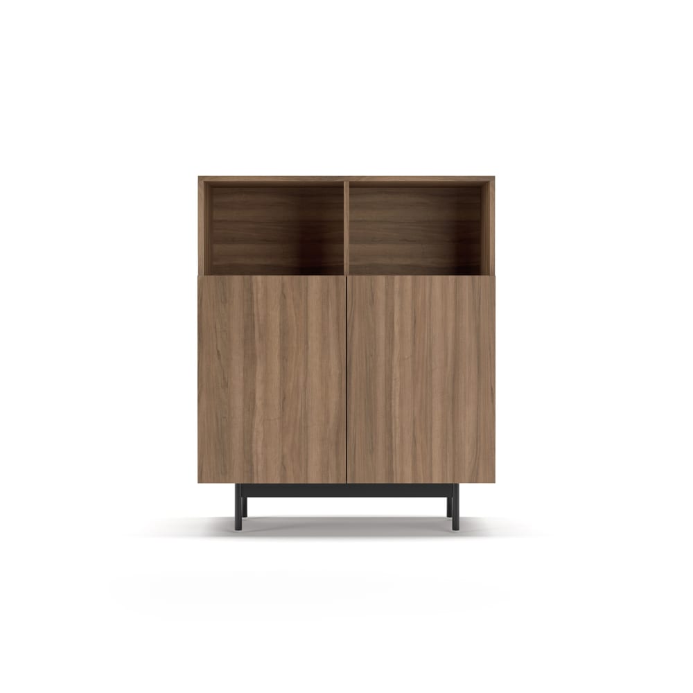 Herdasa Sideboard mit 2 Fächern, Melamin Nussbaum, Füße in Graphit 110x90x34 style modern Braun Spanplatte