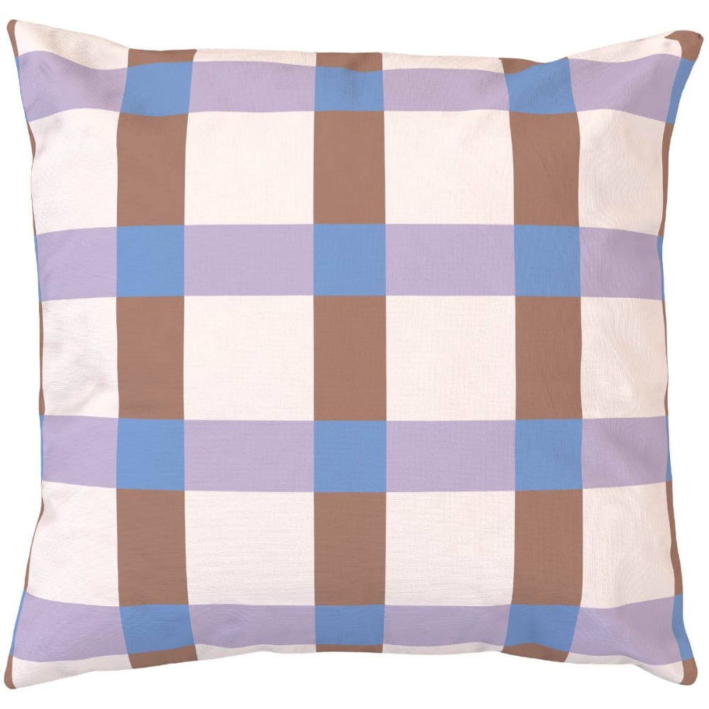 Housse de coussin extérieur 60x60 cm motif carreaux lila