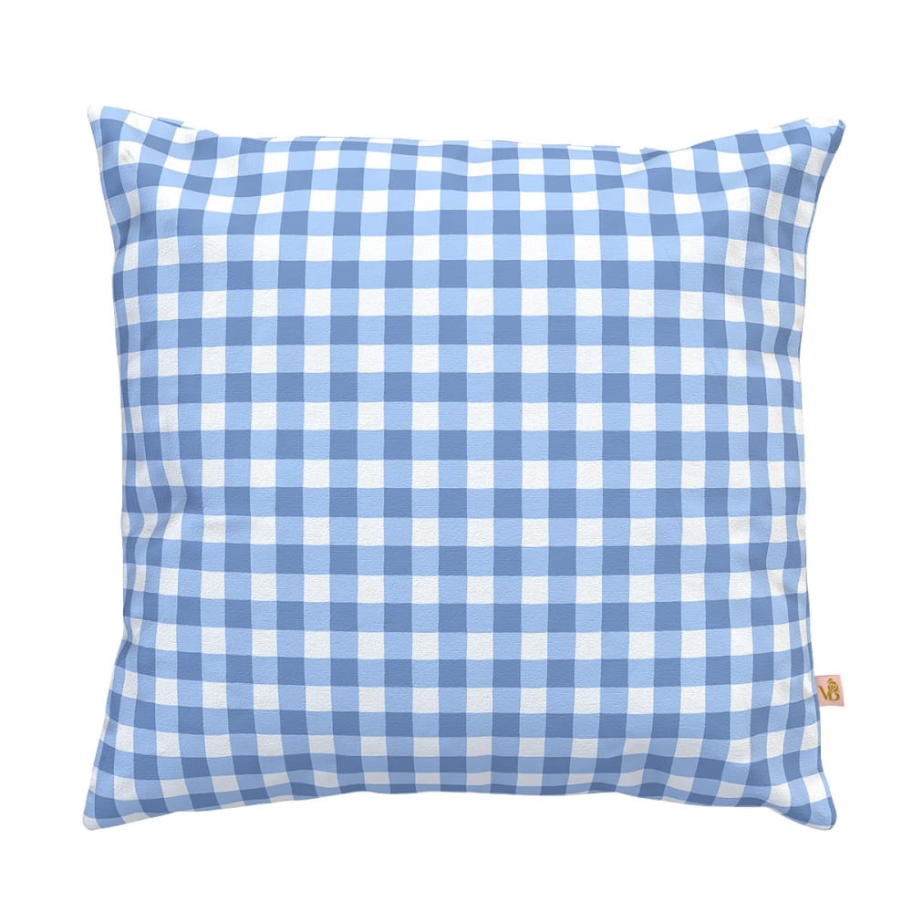 Housse de coussin extérieur 45x45 cm motif vichy bleu
