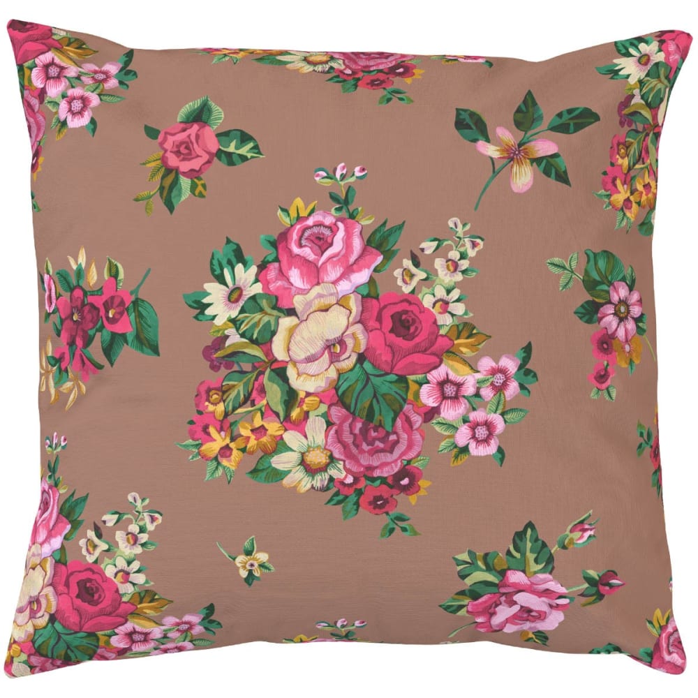 Housse de coussin extérieur 60x60 cm motif fleuri moka