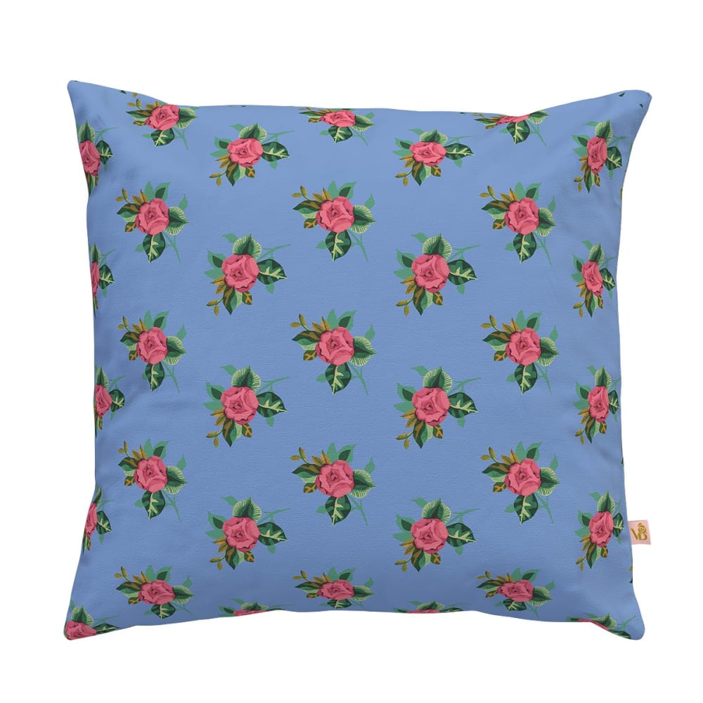 Housse de coussin extérieur 45x45 cm motif fleuri bleu