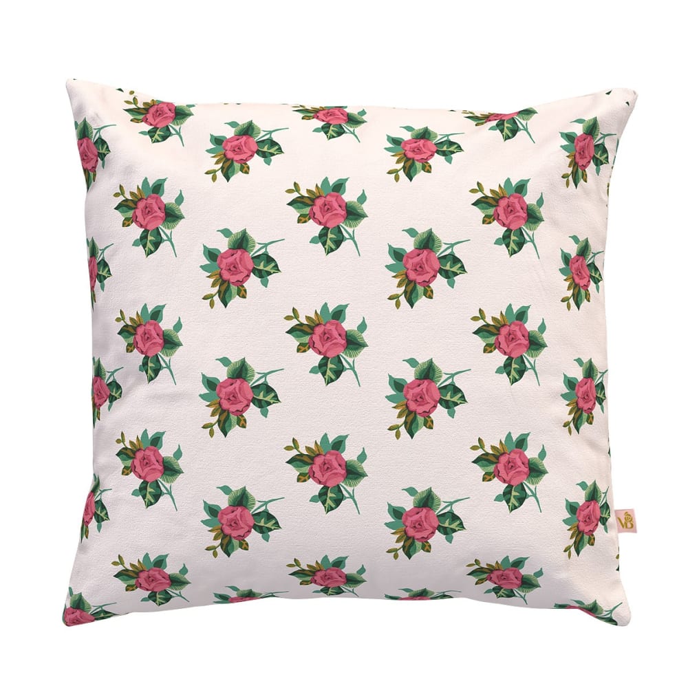 Housse de coussin extérieur 45x45 cm motif fleuri blanc