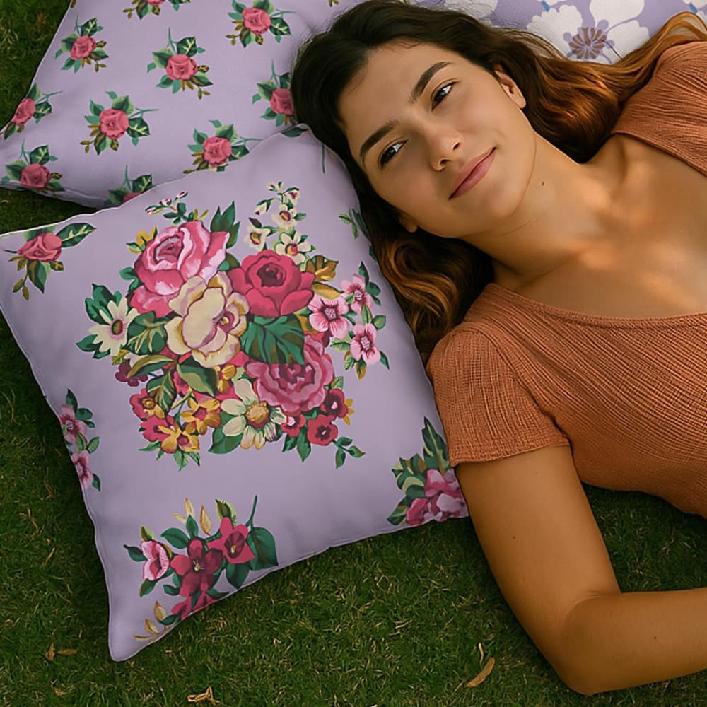 Bezug für Outdoor-Kissen Floraler Druck Lila 45x45 - Maisons Du