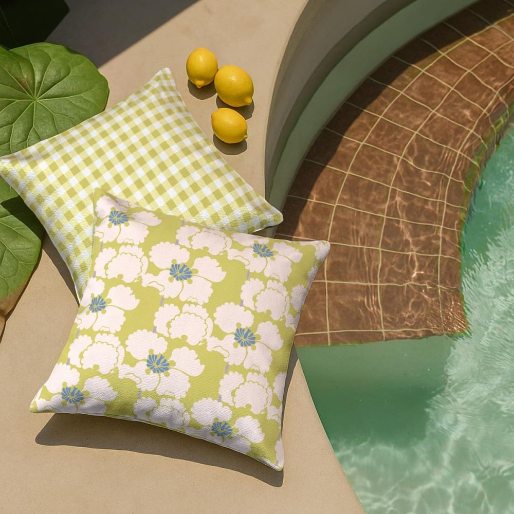 Bezug für Outdoor-Kissen Blumenmuster Gelb 45x45 - Maisons Du