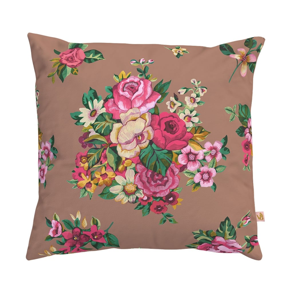 Vent de Bohème Bezug für Outdoor-Kissen Floraler Druck Braun 45x45 style modern Braun Pes - Polyester