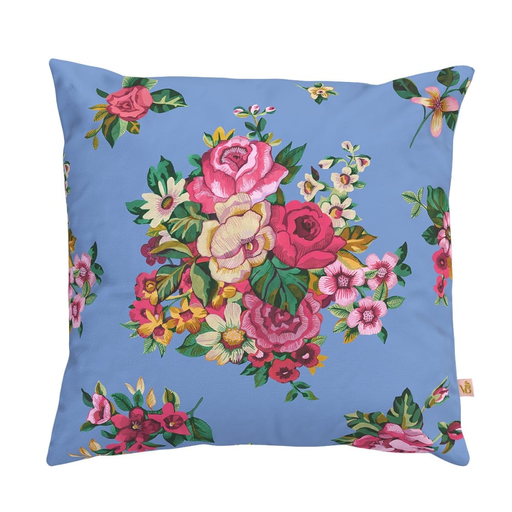 Vent de Bohème Bezug für Outdoor-Kissen Floraler Druck Blau 45x45 style modern Blau Pes - Polyester