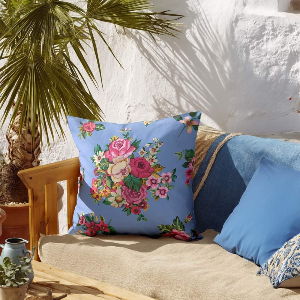 Bezug für Outdoor-Kissen Floraler Druck Blau 45x45 - Maisons Du