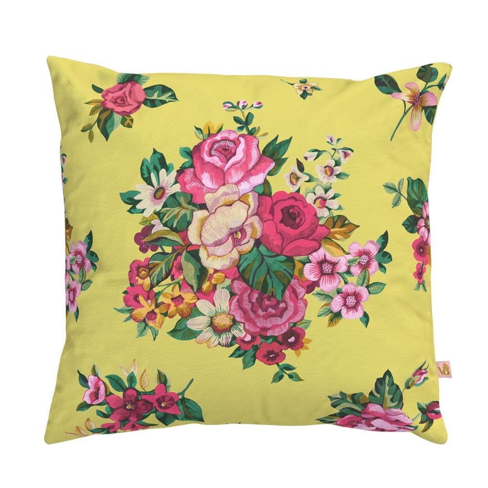 Housse de coussin extérieur 45x45 cm motif fleuri jaune