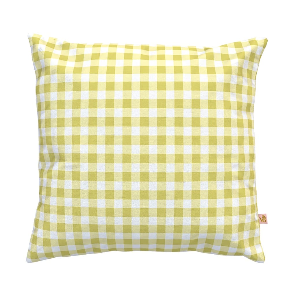 Housse de coussin extérieur 45x45 cm motif vichy jaune